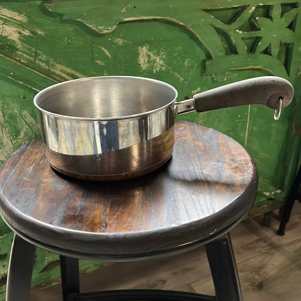 Vintage REVERE WARE 2 Quart Sauce Pan/ NO LID Stainless Steel Copper Bottom.